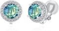 YOQUCOL 8MM Cubic Zirconia Crystal Clip On Stud Earrings Round Non Pierced Earrings for Women