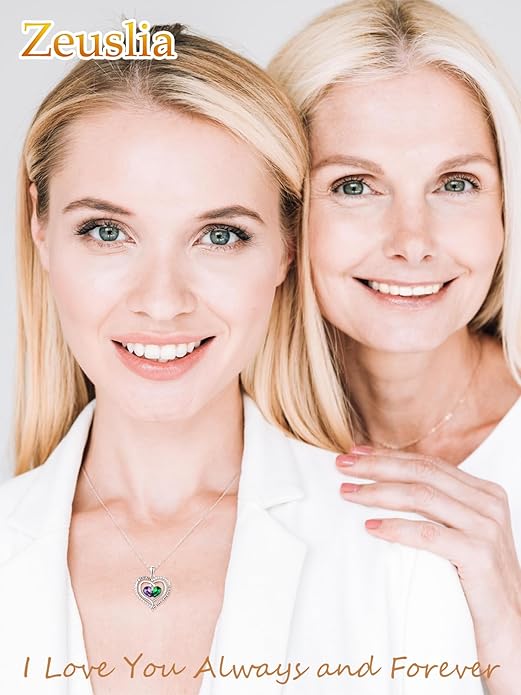 Valentine's Day Gifts for Wife 925 Sterling Silver Double Birthstone Pendant Necklaces I Love You for Always and Forever Necklace Anniversary Birthday Gifts for Wife Girlfriend Mom Her