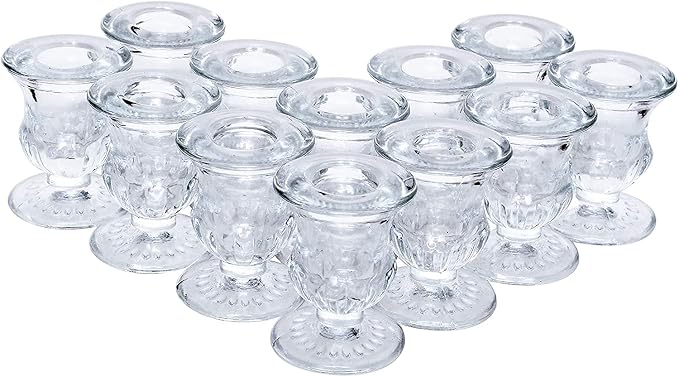 Hosley Set of 12 Glass Taper Candle Holders 2.5 Inches High Ideal Gift by HOSLEY
