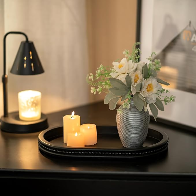 Hanobe Black Decorative Trays for Living Room Coffee Table, Beaded Edge | 15" - Image 7
