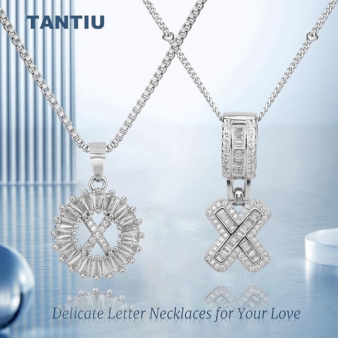 14K Gold Plated Alphabet Necklace Cubic Zirconia Letter Pendant, Personalized Name Jewelry Gift for Women, Customizable A-Z, Birthday/Mothers Day Gifts for Womens