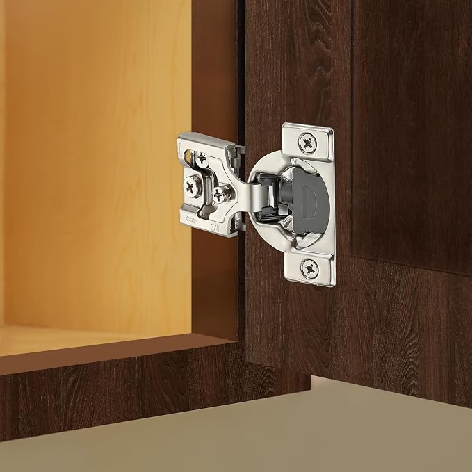 Satin Nickel Cabinet Hinges, 3/8 Inch Overlay, 2 Pack | Stainless Steel Build - Image 2