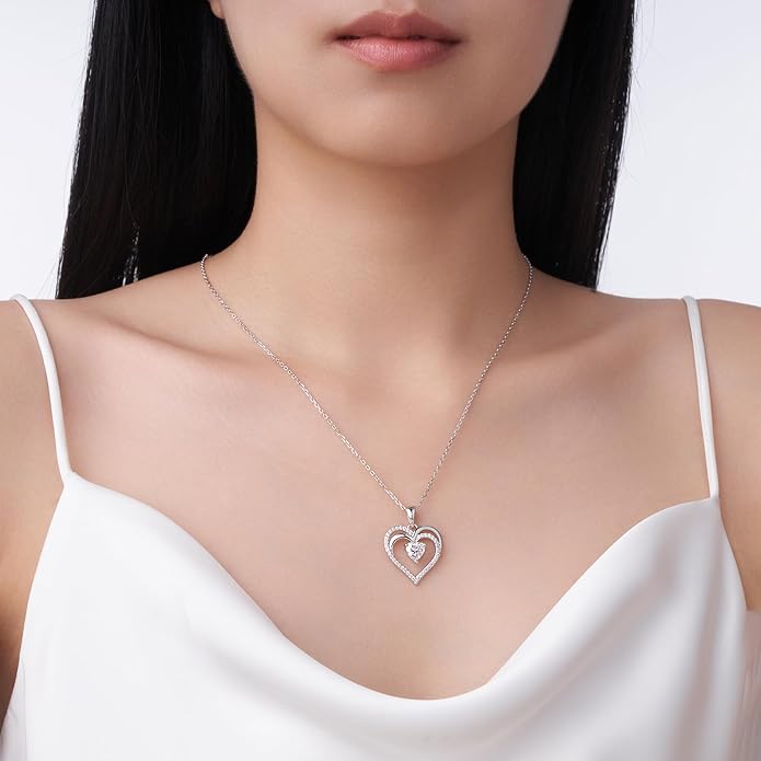 Moissanite Necklace for Women, S925 Sterling Silver Necklace, Mom Birthday Gifts, Anniversary Present for Wife Women, Jewelry Gifts for Valentine's Day