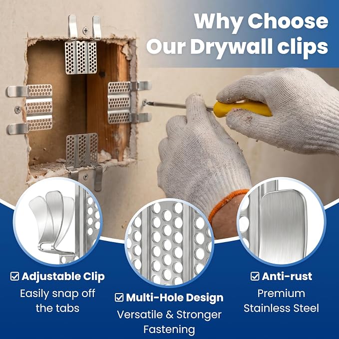 30 Pack Drywall Repair Clips, 1/2 Inch Stainless Steel Drywall Patch Kit | - Image 5