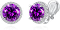 YOQUCOL 10MM Cubic Zirconia Crystal Clip On Stud Earrings Round Non Pierced Earrings for Women
