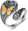 Spoon Rings for Women 925 Sterling Silver Hummingbird/Butterfly/Bee/Red Cardinal/Pink Flamingo Adjustable Thumb Rings Vintage Boho Antique Jewelry Gifts