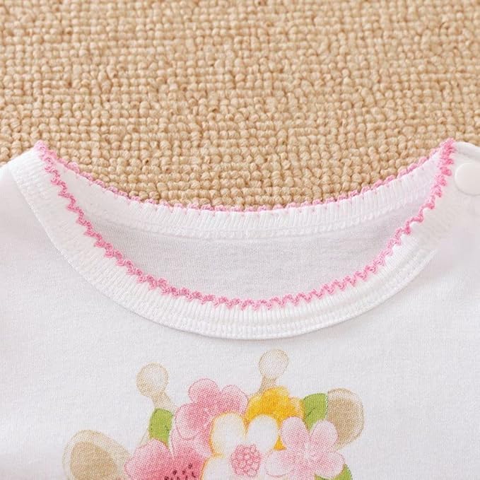 Cute Giraffe + Zebra With Floral Print Long Sleeve Baby Girl Clothes White Jumpsuit baby girl bodysuit