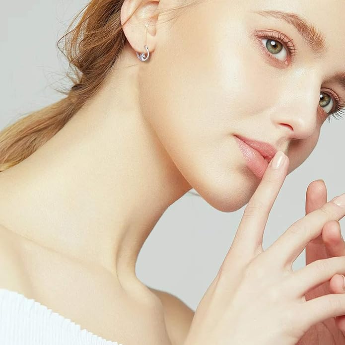 JUSTKIDSTOY Hypoallergenic Panda/Unicorn/Hummingbird/Dolphin Hoop Earrings for Women 925 Sterling Silver Animal Huggie Hoop Earrings Jewelry Gifts for Sensitive Ears