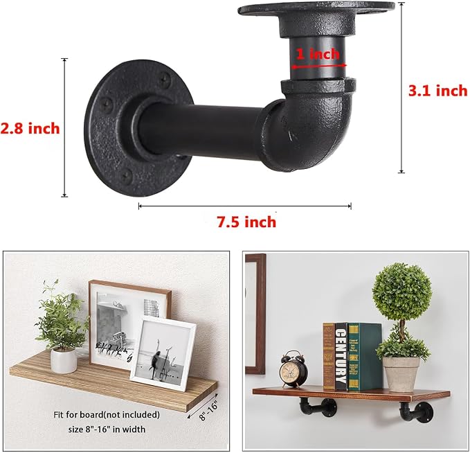 Industrial L Pipe Shelf Brackets - Image 2