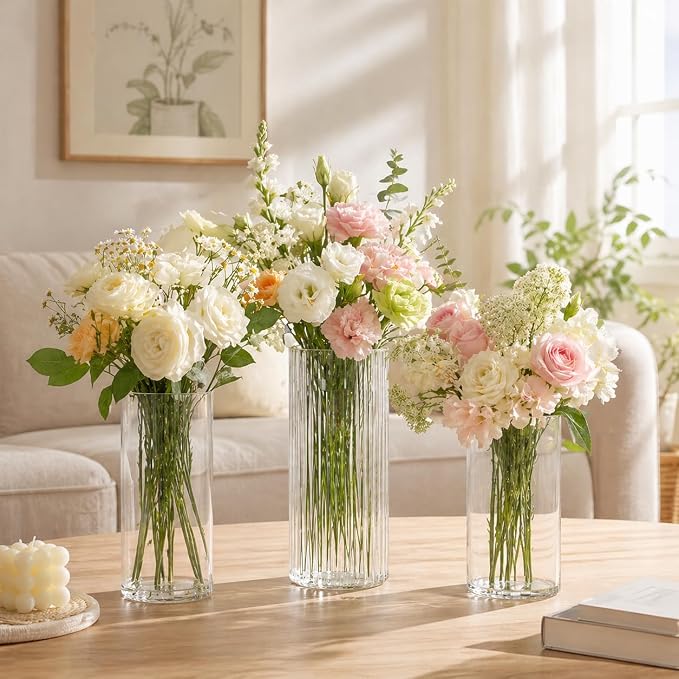Glass Vase Cylindrical Vase for Tabletop Decoration, Candle Glass Vase - Image 2
