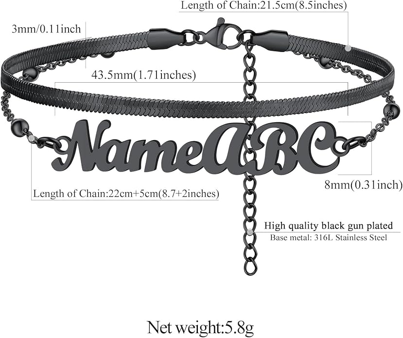 FindChic Custom Ankle Bracelets for Women, Stainless Steel Figaro/Cuban/Wheat/Rope/Herringbone Chain Anklets, Beach Foot Jewelry 8.5''-10.5'' Adjustable & Waterproof, with Gift Box