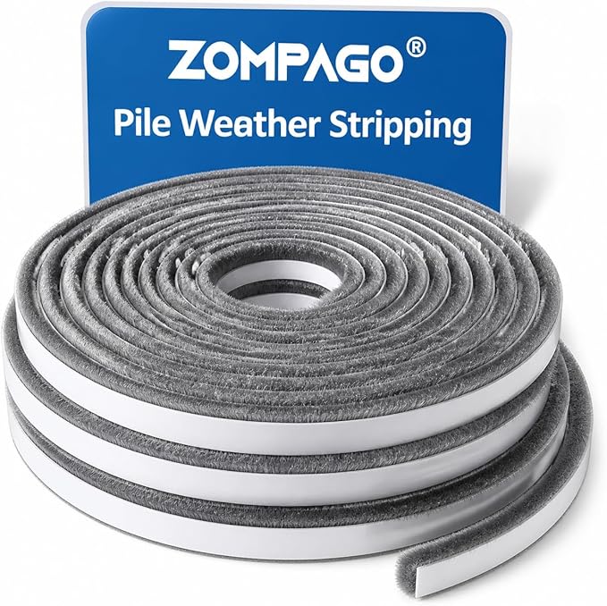 ZOMPAGO Brush Weather Stripping Door Window Sealing, 0.2 in x0.4 x 32.8 FT | by ZOMPAGOTape