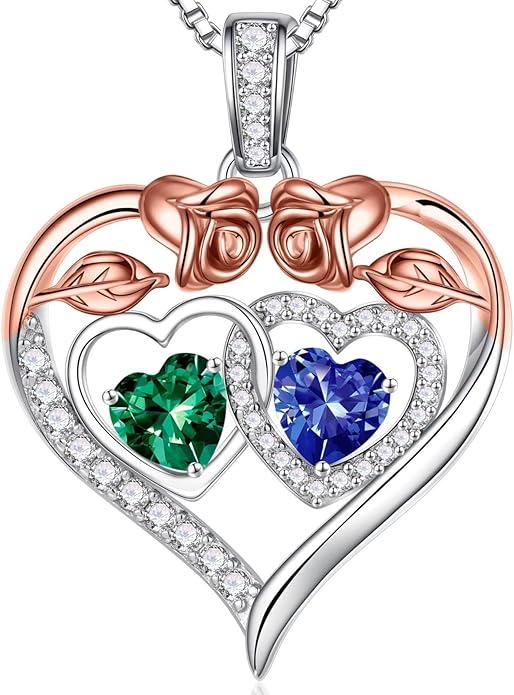 Iefil Valentines Day Gifts for Her - 925 Sterling Silver Rose Heart Necklaces for Women, Anniversary Birthday Gifts for Wife Girlfriend Mom