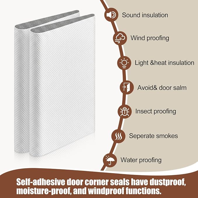 Zonon 16 Pieces Door Corner Seal Pads Adhesive Weatherstripping, Weather - Image 3