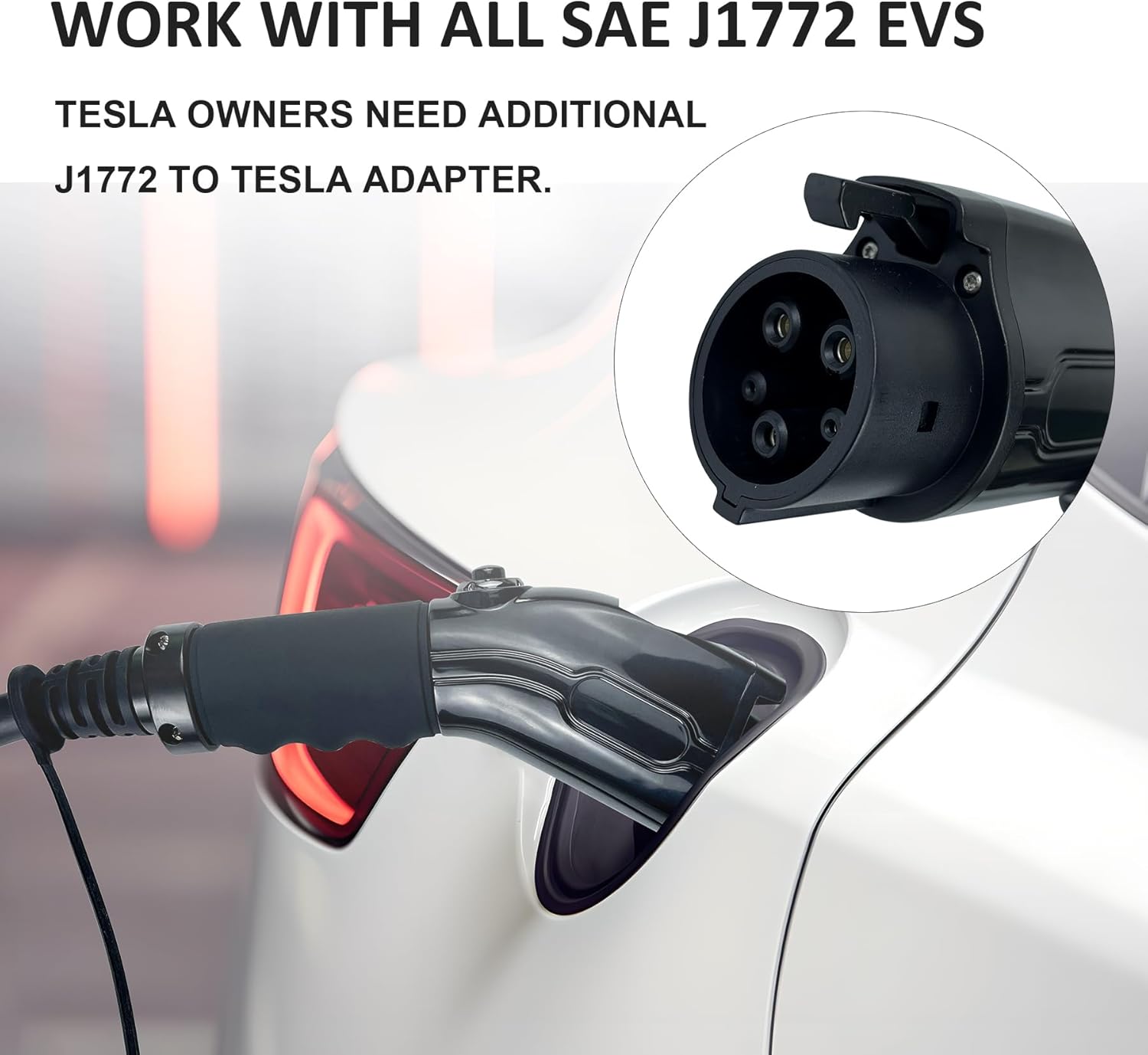 Level 2 EV Charger 40Amp, 240V, NEMA 14-50 J1772 Connector and 25 ft Cable,Portable Electric Vehicle Charging Stations with LCD Screen-1PC