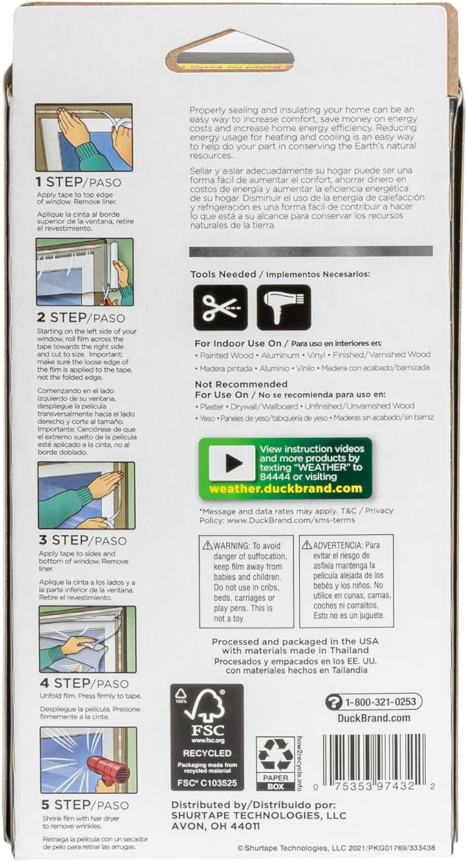 Duck MAX Strength Window Insulation Kit, Winter Window Seal Kit Fits up to 5 - Image 3