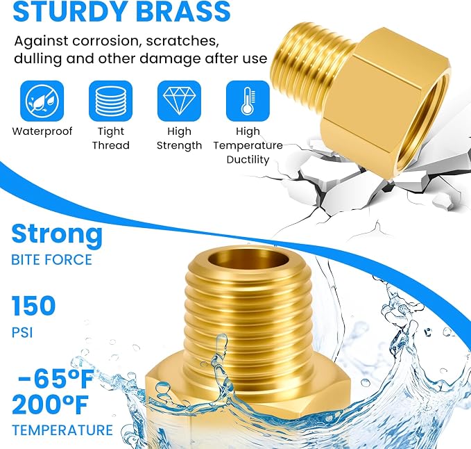 SDTC Tech Brass Pipe Fitting 1/4 NPT Thread Male to 3/8 NPT Thread Female | - Image 6