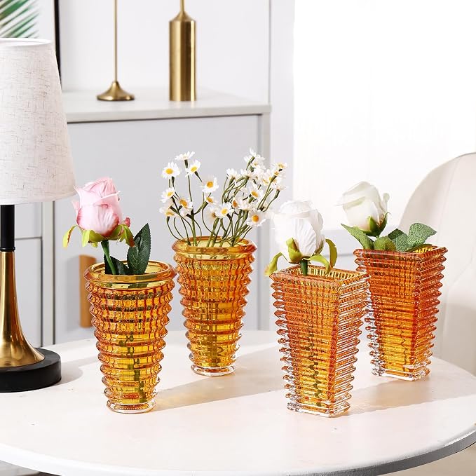 MCMCNCUIU Crystal Flower Vase Set of 4, Glass Vases - Image 2