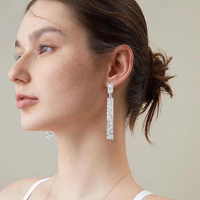 Chunky Gold Earrings for Women - Hammered Gold Plated Dangle Drop Jewelry Gifts