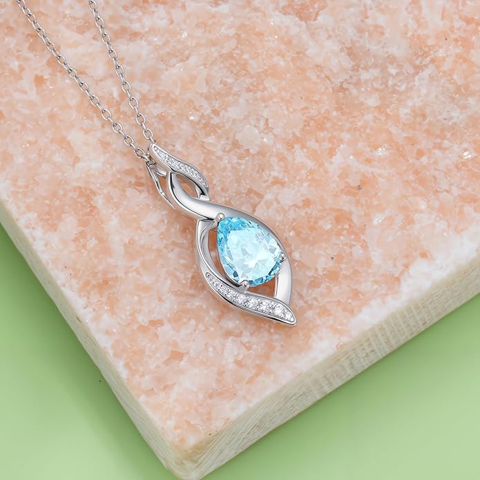Birthstone Necklace for Women 925 Sterling Silver Infinity Love Jewelry Valentines Day Birthday Gifts for Her Mom Wife Girlfriend
