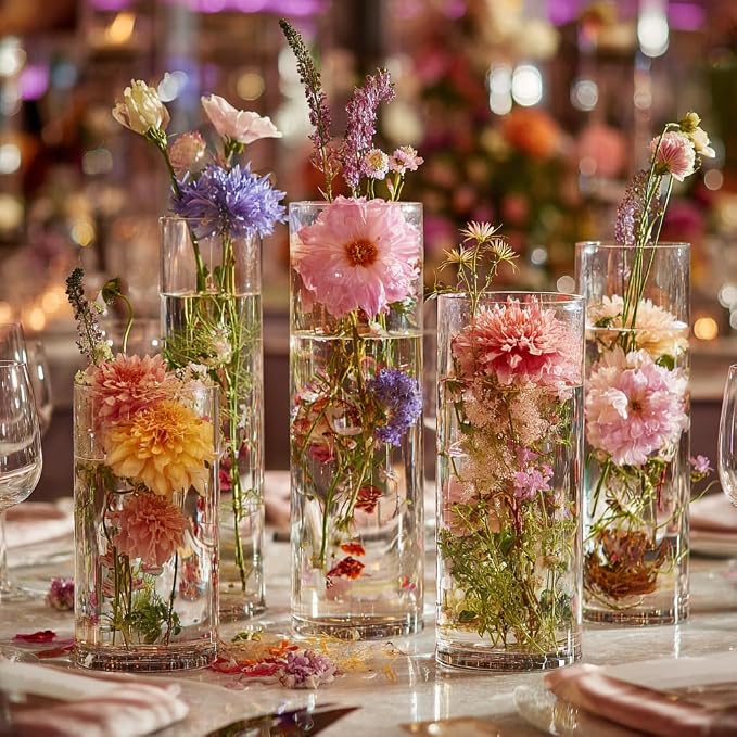 60pcs Cylinder Glass Vase for Centerpieces, 10 inch Tall Clear Flower Vase Bulk - Image 4