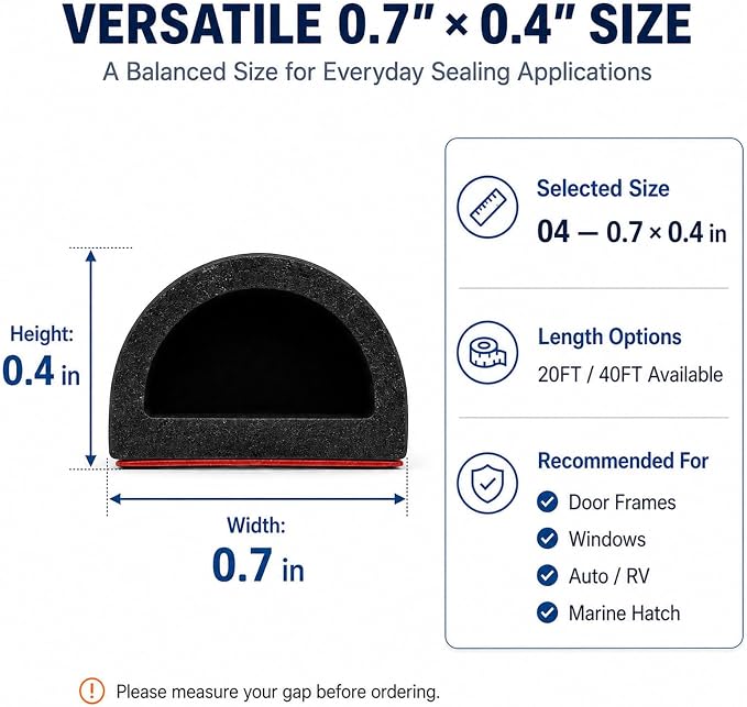 20FT Silicone Weather Stripping Door Seal, 0.7 x 0.4 Inch - Image 2