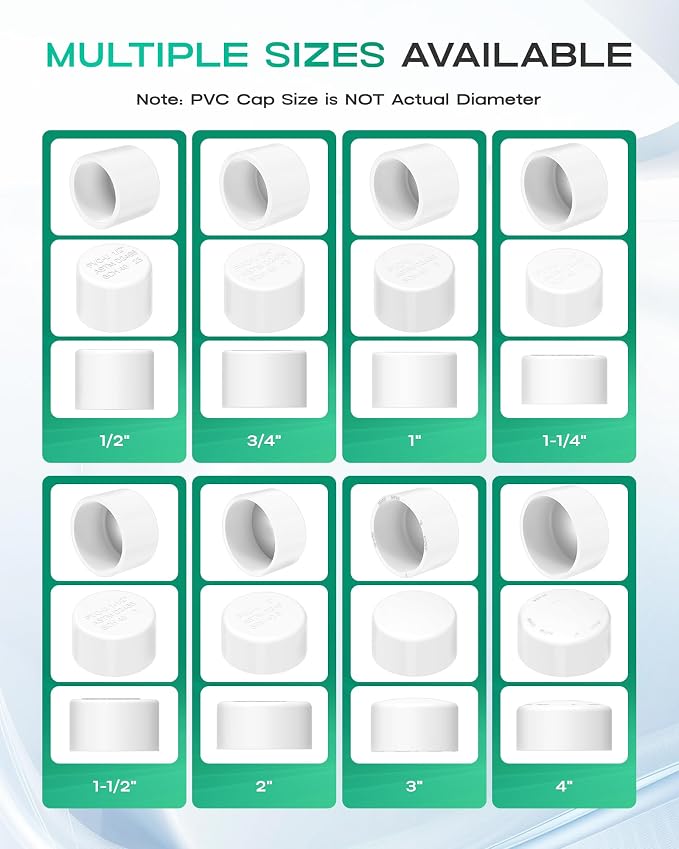 1-1/2 Inch PVC Cap, Fits Standard SCH40 1-1/2" PVC Pipe Fittings, Garden & - Image 9