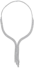 Bridal Jewelry Set Art Deco Vintage Estate Style Cubic Zirconia Marquise Leaf Teardrop AAA CZ Statement Cleavage Choker Necklace & Chandelier Dangle Clip On Or Pierced Earrings For Women Pageant