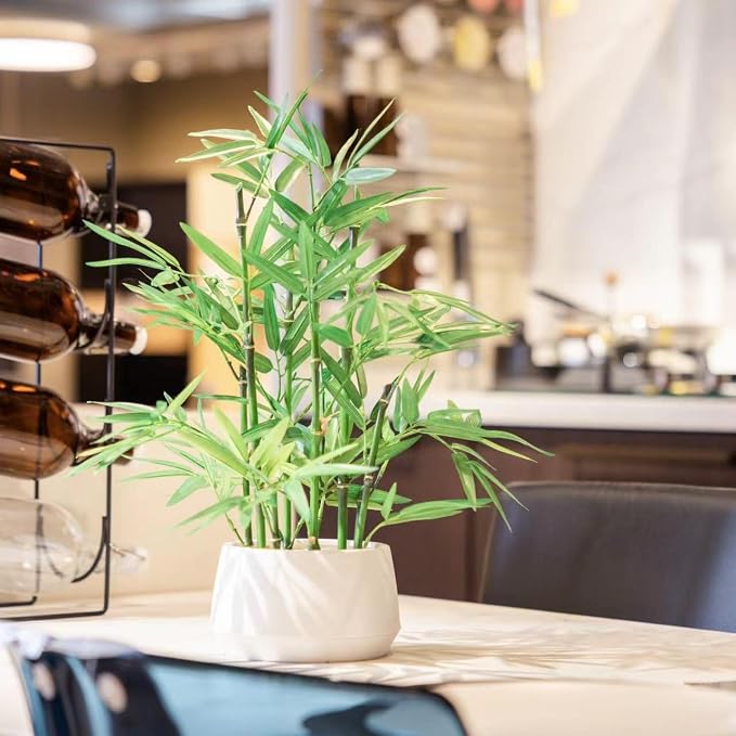 365 Blooming Decor 18 inch Tall White Potted Artificial Bamboo Plant- Luxury - Image 3