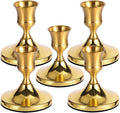 5 Pcs Gold Taper Candle Holders Set, Vintage Metal Candlestick Holders by NCJXWZ