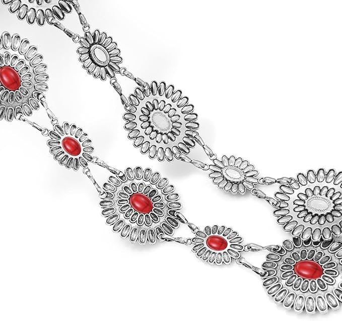 Women's Concho Chain Belt Western Cowgirl Metal Waist Chain Belt for Dress