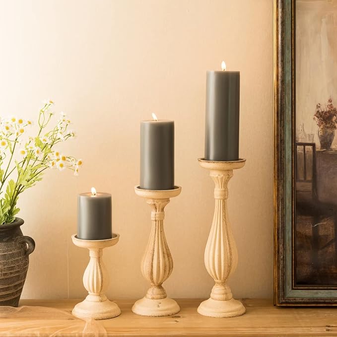 MOZEAL 3" x 6" Hand-Poured Unscented Candle, Dripless Pillar Candle Set of 3 - Image 6