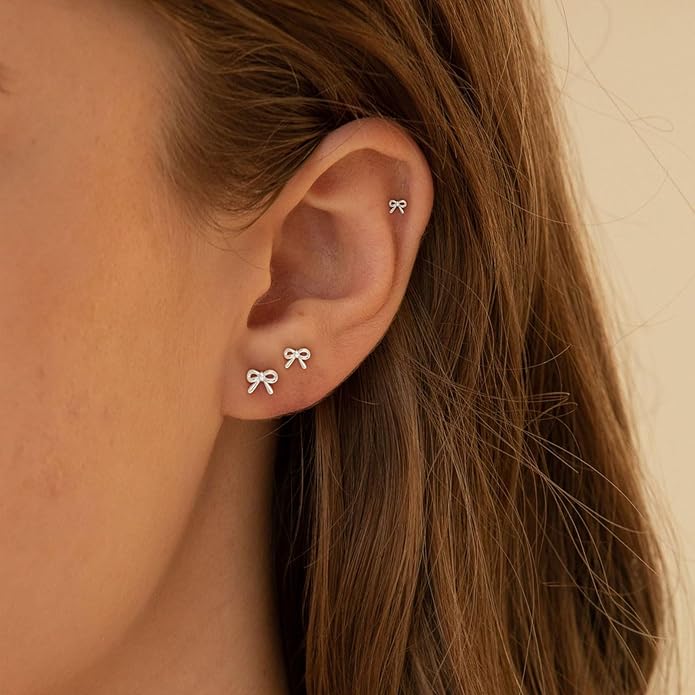 VRIUA 20G Tiny Flat Back Earrings for Women - 14K Gold/Silver Plated Small Flat Back Stud Earrings Hypoallergenic Cartilage Helix Piercing Jewelry