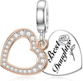 JIAYIQI Mother Sister Daughter Wife Charms Fit Charms Bracelet Necklace with Double Heart Love Charms 925 Sterling Silver Beads for Women Jewelry