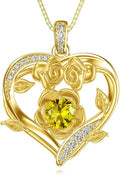 Midari 18K Gold Heart Birthstone Necklace for Women Rose Pendant Birthday Jewelry Gifts for Wife Her Daughter Mom