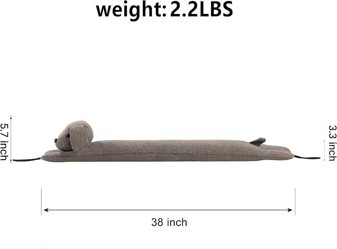 habibee Door Draft Stopper, Weighted Noise Blocker 38 in Coffee Dog | Robust - Image 2