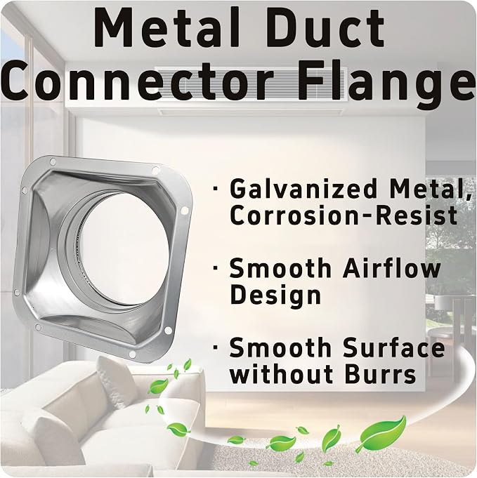 4 Inch Duct Connector Flange, Metal Straight Pipe Flange Square to Round - Image 4