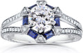Kobelli Art Deco Moissanite Engagement Ring 14k White Gold