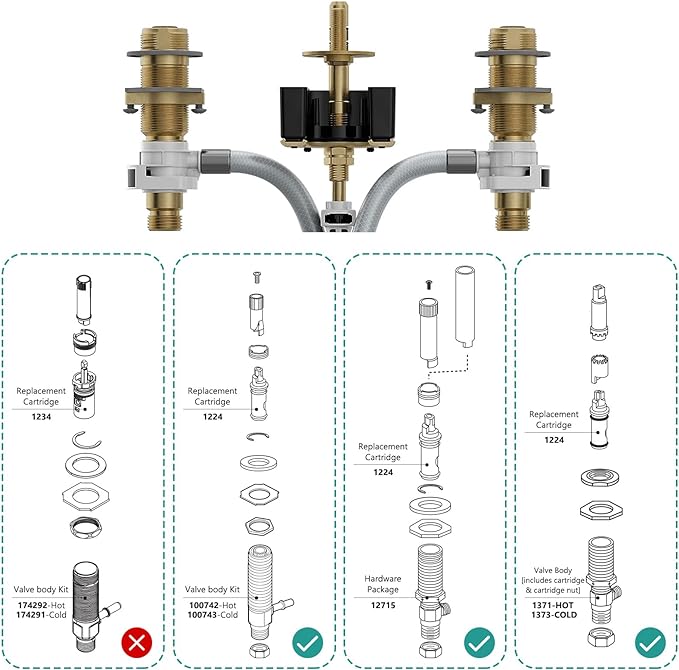 1224 Cartridge with 97479 Stem Extension Kit, Faucet Repair Kit compatible with - Image 4