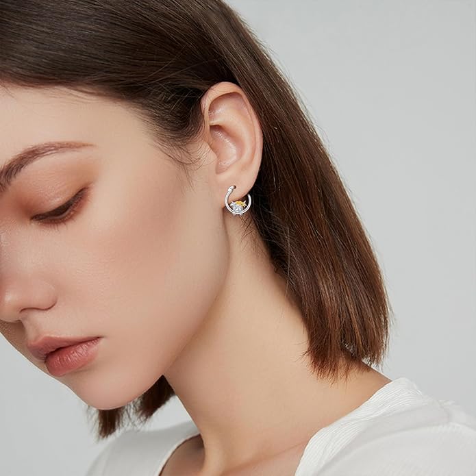 JUSTKIDSTOY Hypoallergenic Panda/Unicorn/Hummingbird/Dolphin Hoop Earrings for Women 925 Sterling Silver Animal Huggie Hoop Earrings Jewelry Gifts for Sensitive Ears