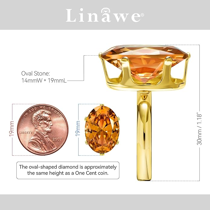 Linawe Cubic Zirconia Imitation Diamond Moissanite Rings for Women, 14K Gold/Rose Gold/Silver Adjustable Chunky Ring, Costume Rhinestone Jewelry for Wedding Engagement