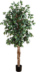 Nearly Natural 5ft Artificial Ficus Tree, Triple Trunk Faux Greenery by NearlyNatural