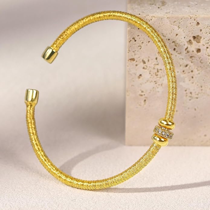 Cuffs Bracelet for Women Minimalist Gold Coil Craft Cuff Bracelet Italian Coil Craft Handmade Jewelry Christama Birtherday Gift