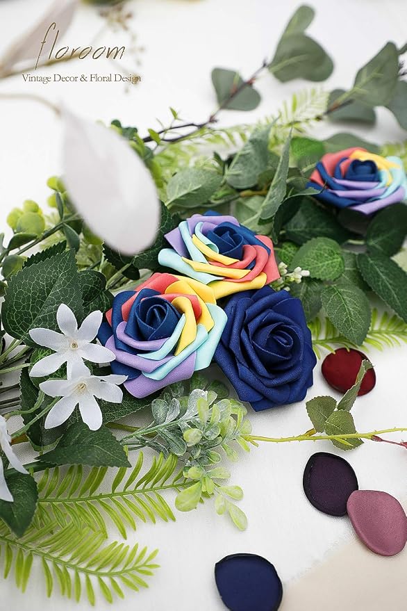 Artificial Flowers 25pcs Real Looking Whimsical Blue Foam Fake Roses - Image 2