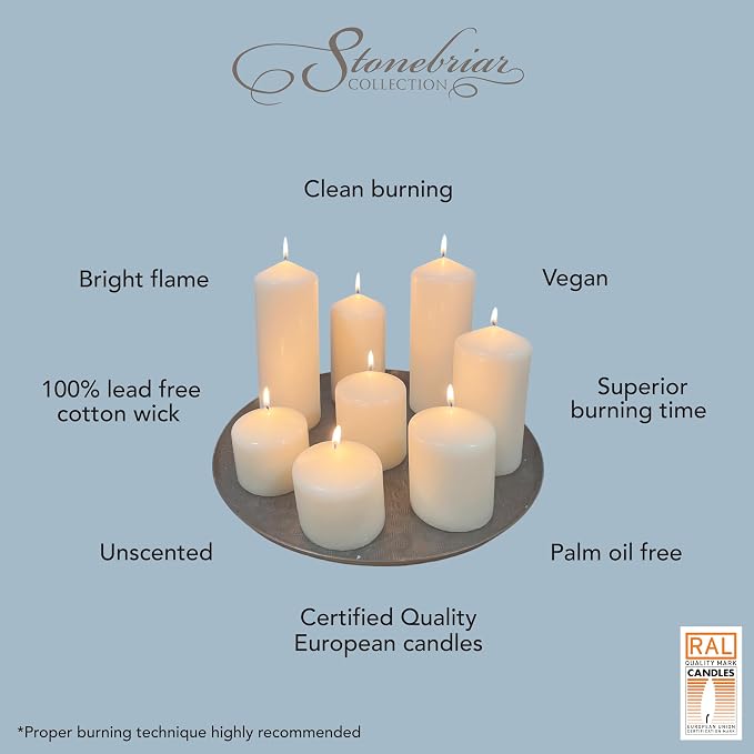 Stonebriar Unscented White Tall Pillar Candles, 65 Hour Burning Candle Pillars - Image 12