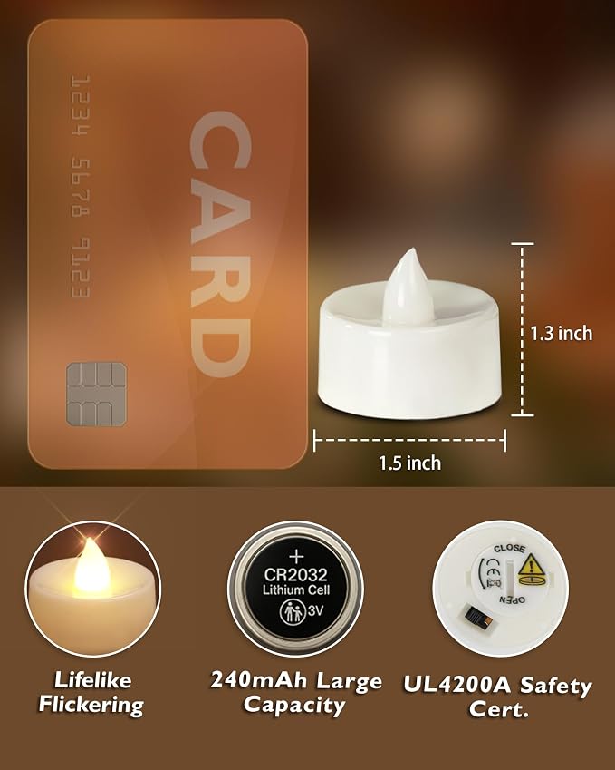 Homemory 24-Pack Flameless Tea Lights Candles Battery Operated, 200+ Hours | - Image 2