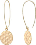 SOFYBJA Dainty 18K Gold Plated Disc Ball Triangle Sunburst Drop Earrings Long Dangle Lightweight Handmade Earrings Jewelry