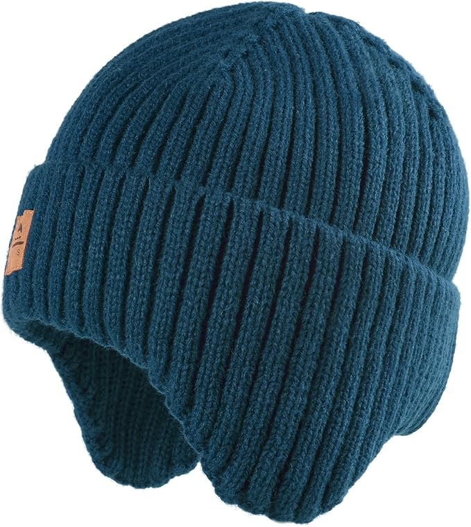 Baby Beanie Fleece Lined Toddler Winter Hat with Ear Flaps Little Girls Boys Warm Hats Cute Beanies for Kids