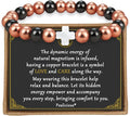 Copper Bracelets for Women, Cross Charm Magnetic Bracelets for Women Copper Jewelry Pulsera de Cobre Para lujer Christian Jewelry with 3500 Gauss Magnetic Bead Valentines Day Gifts for Her