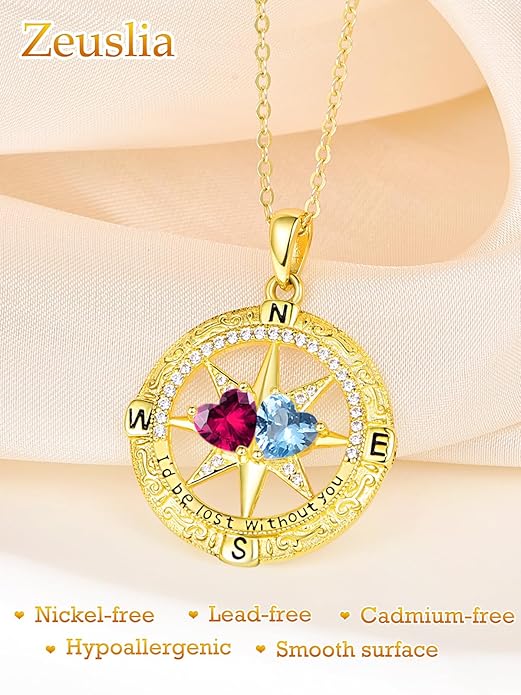 Valentine's Day Gifts for Wife 925 Sterling Silver Double Birthstone Pendant Necklaces I Love You for Always and Forever Necklace Anniversary Birthday Gifts for Wife Girlfriend Mom Her